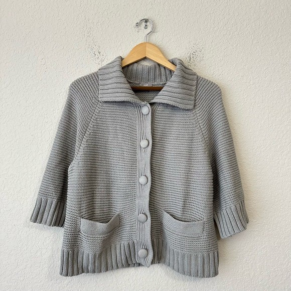 J. JILL Button-Down Chunky Knit Cardigan Sweater #703413 in Grey - Picture 1 of 8